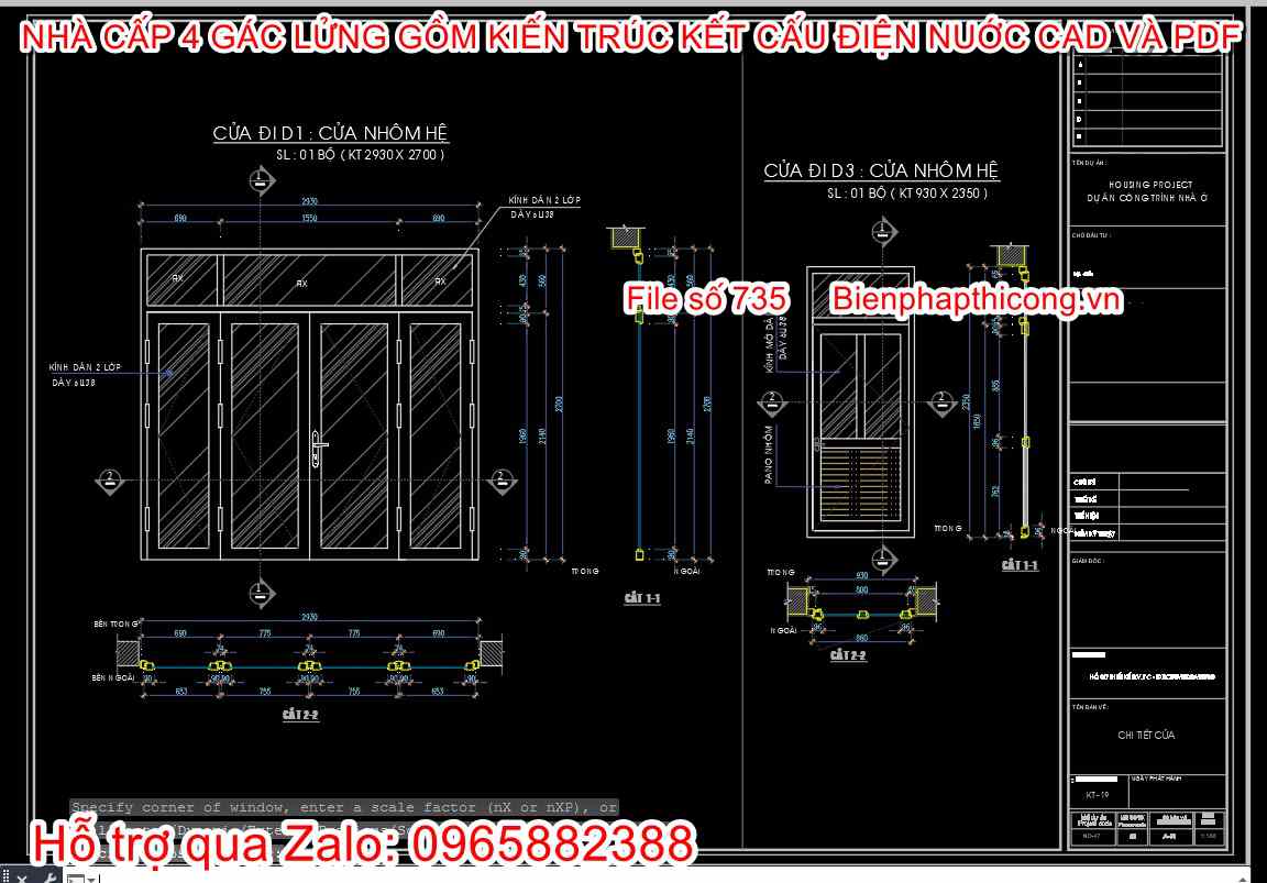 Tải bản vẽ thiết kế cửa nhà cấp 4.