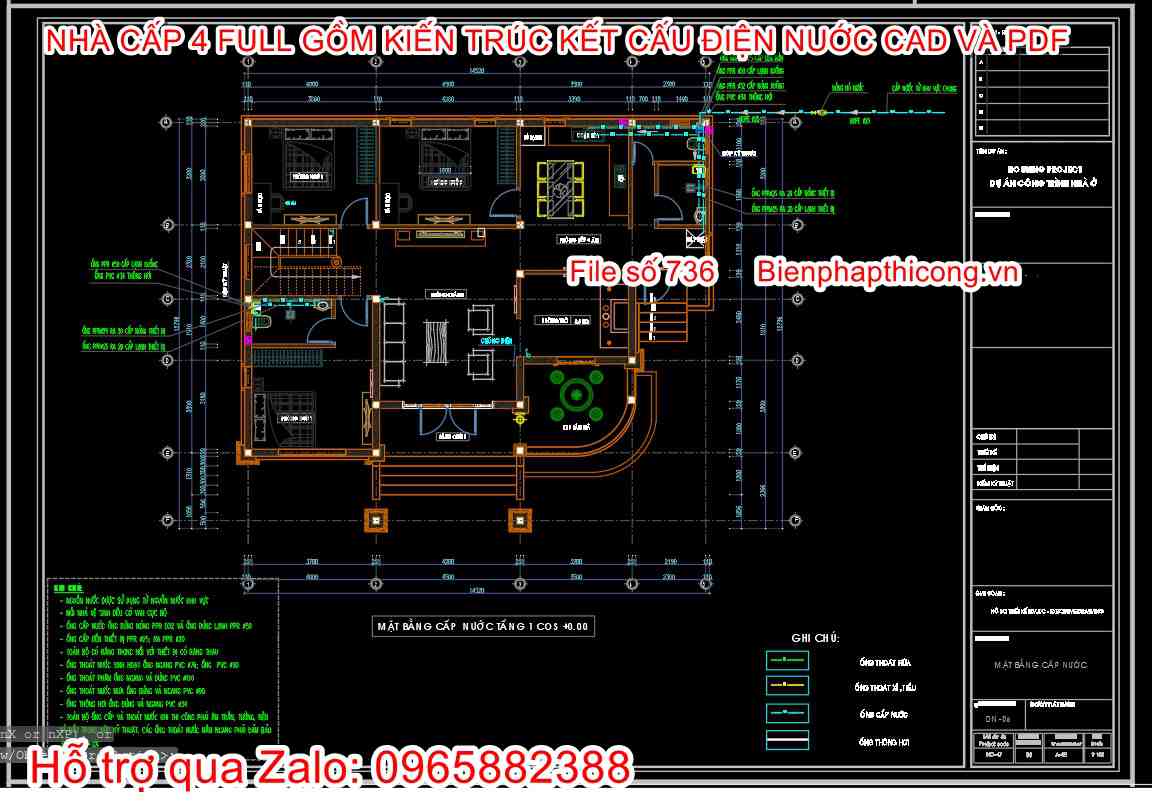 Mặt bằng cấp nước tầng 1 đẹp.