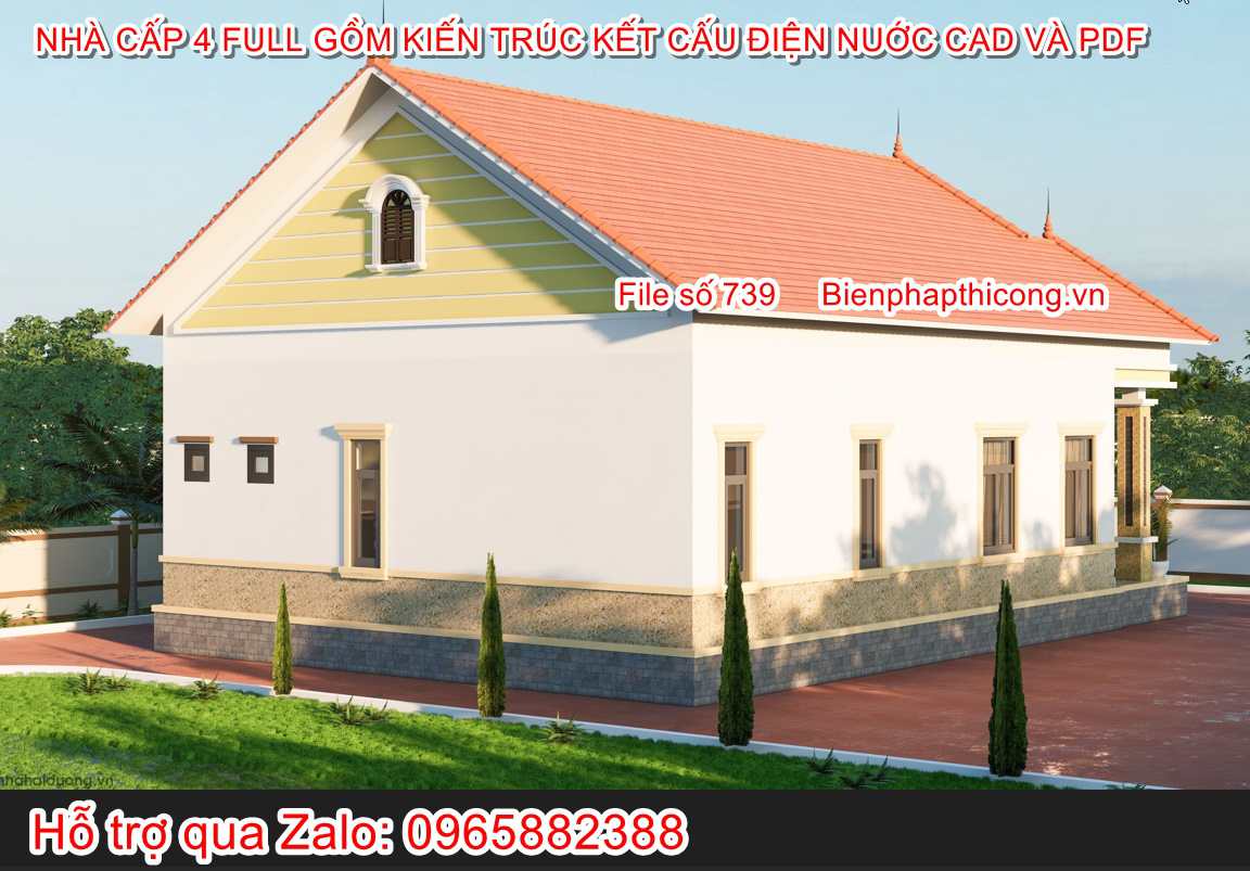 Bản vẽ xây dựng cad nhà cấp 4 10,5m x 15m đẹp.