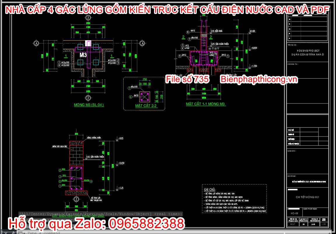 Mẫu bản vẽ thiết kế chi tiết nhà cấp 4 cad.