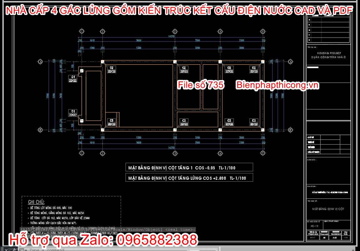 Bản vẽ thiết kế giằng móng cad đẹp.