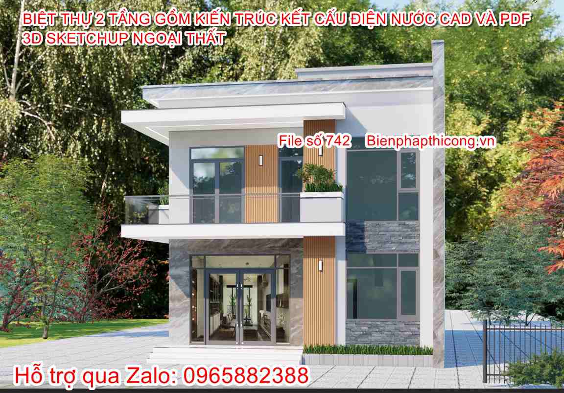 File autocad biệt thự 2 tầng 9m x 12,5m.