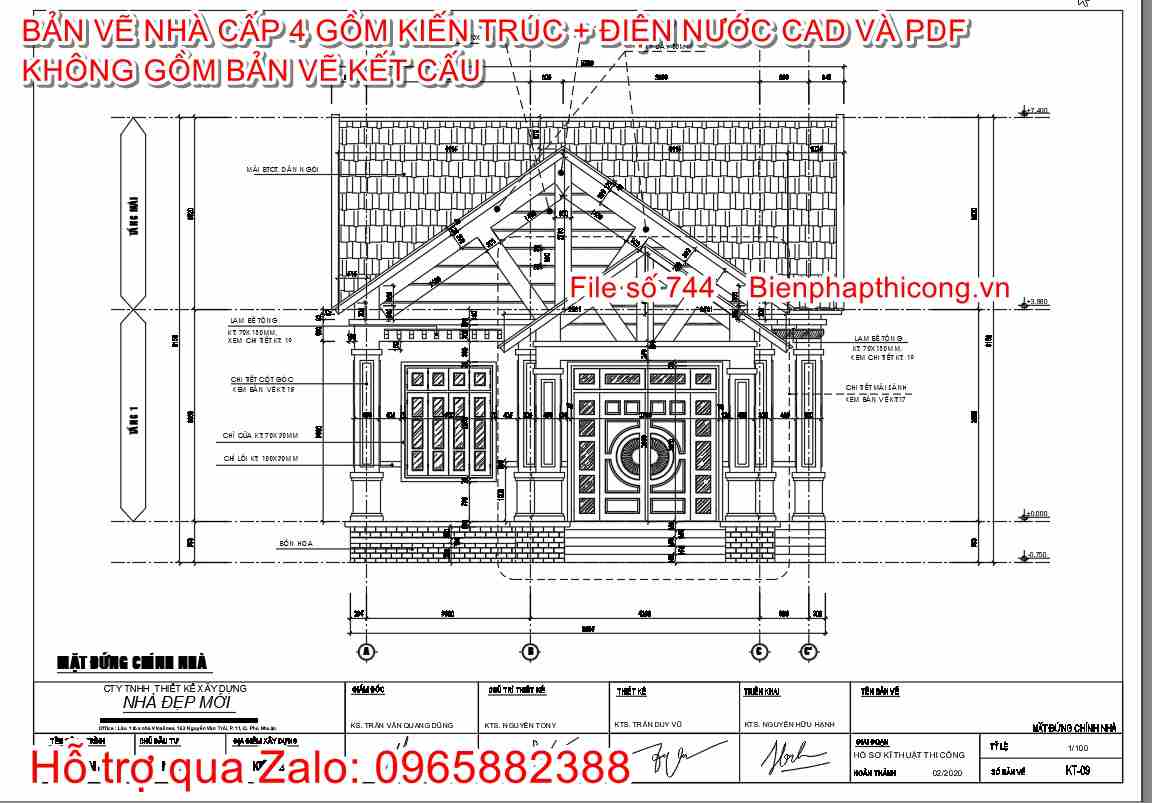 Mặt đứng nhà cấp 3 ngủ đẹp mái thái.
