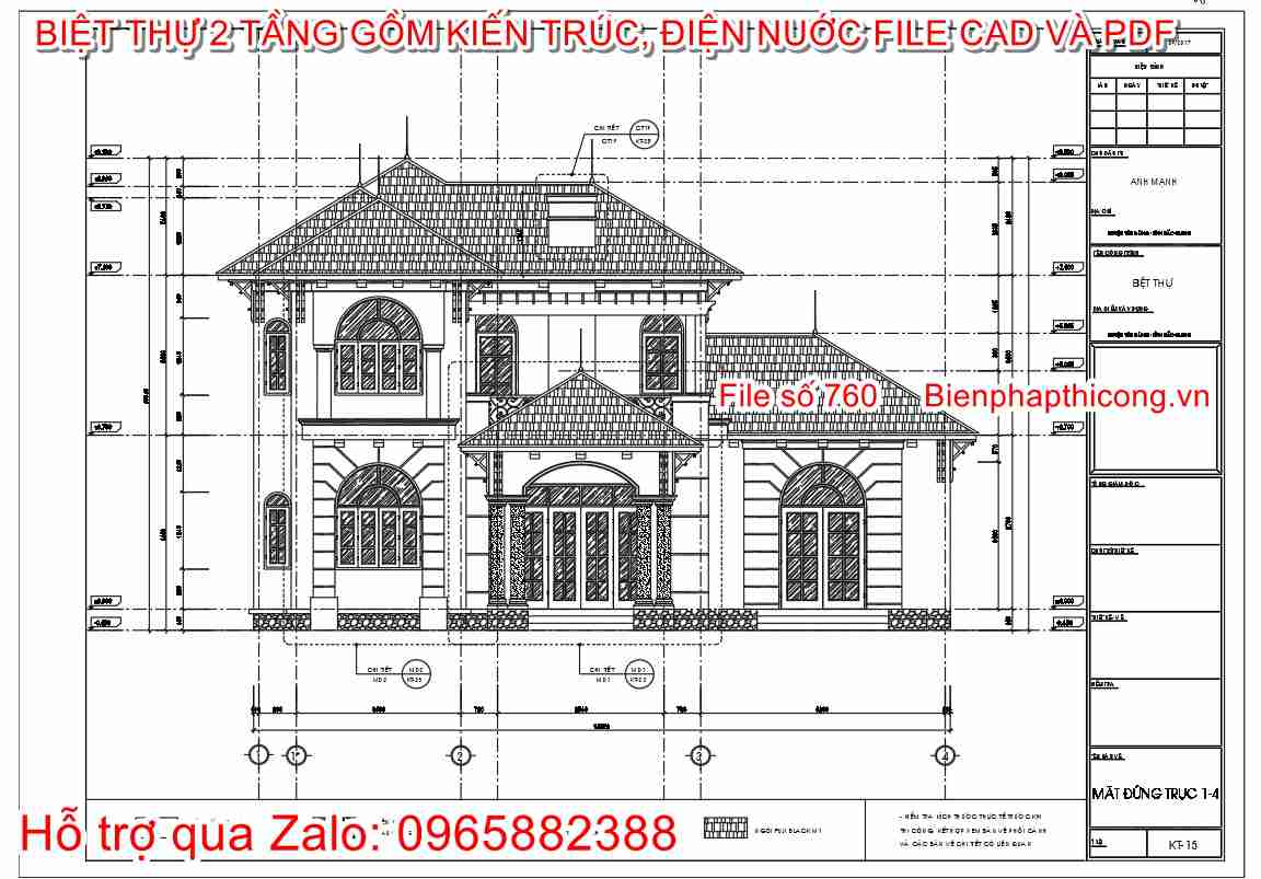 Mặt đứng nhà địa trung hải 2 tầng 15m x 12m 5 ngủ.