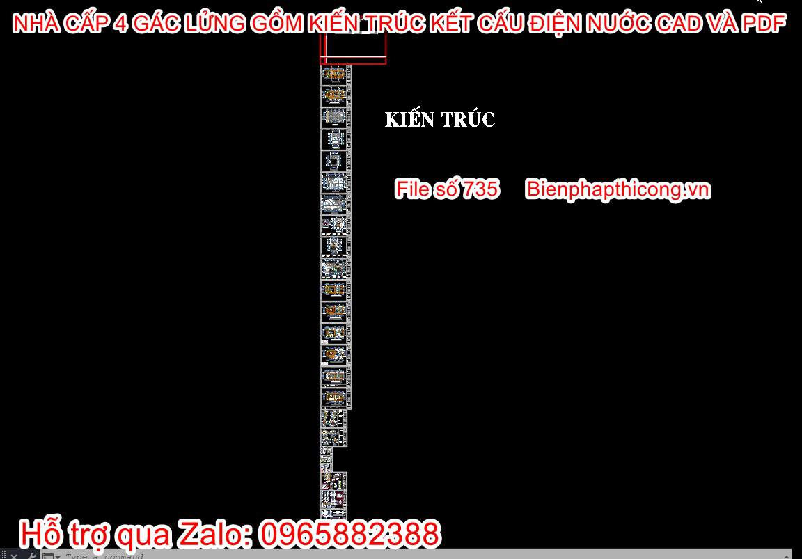 Tổng hợp bản vẽ thiết kế kiến trúc nhà cấp 4 gác lửng cad.