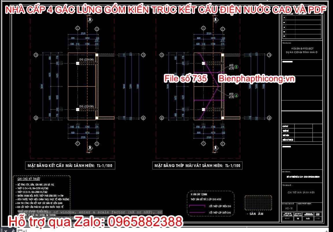 Bản vẽ thiết kế chi tiết nhà cấp 4 cad.