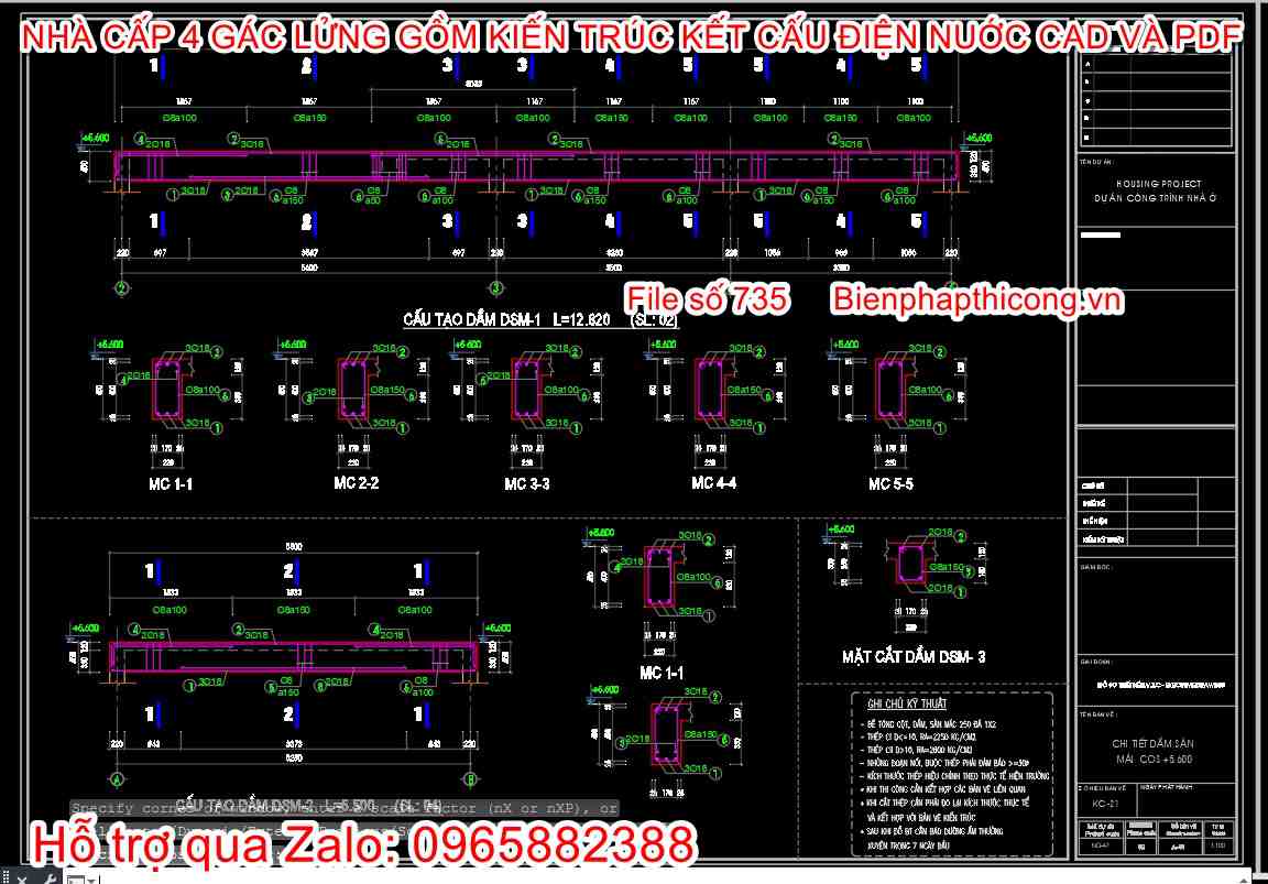 Bản vẽ thiết kế chi tiết dầm sàn cad.