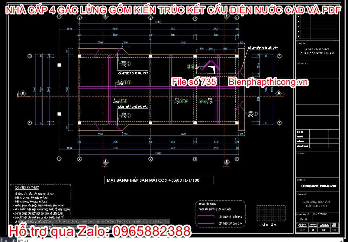 Bản vẽ thiết kế thép sàn nhà cấp 4.