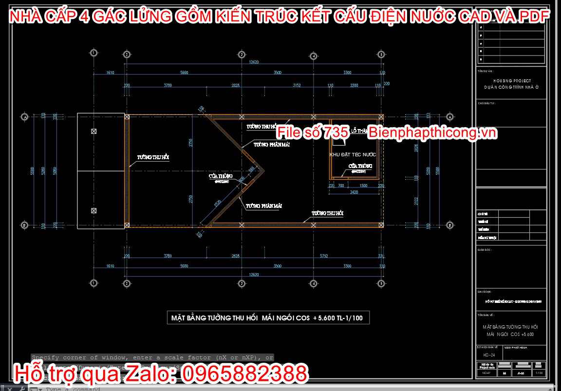 Bản vẽ thiết kế phần mái nhà cấp 4.