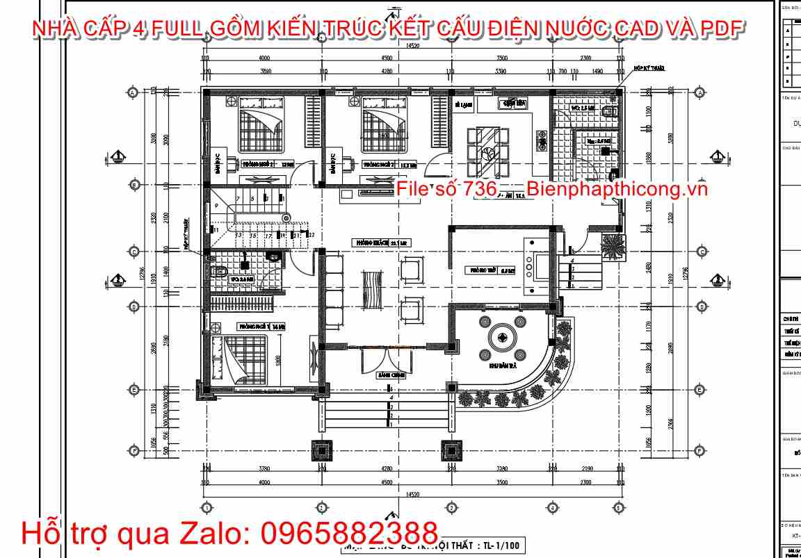 Bản vẽ mặt bằng 3 ngủ cấp 4 mái thái 900 triệu.