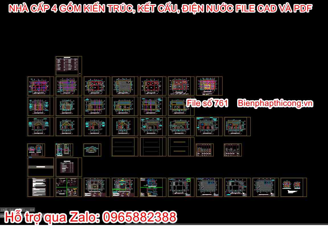 Bản vẽ phần kiến trúc nhà cấp 4 1 tầng 2 ngủ 7m x 11,5m.