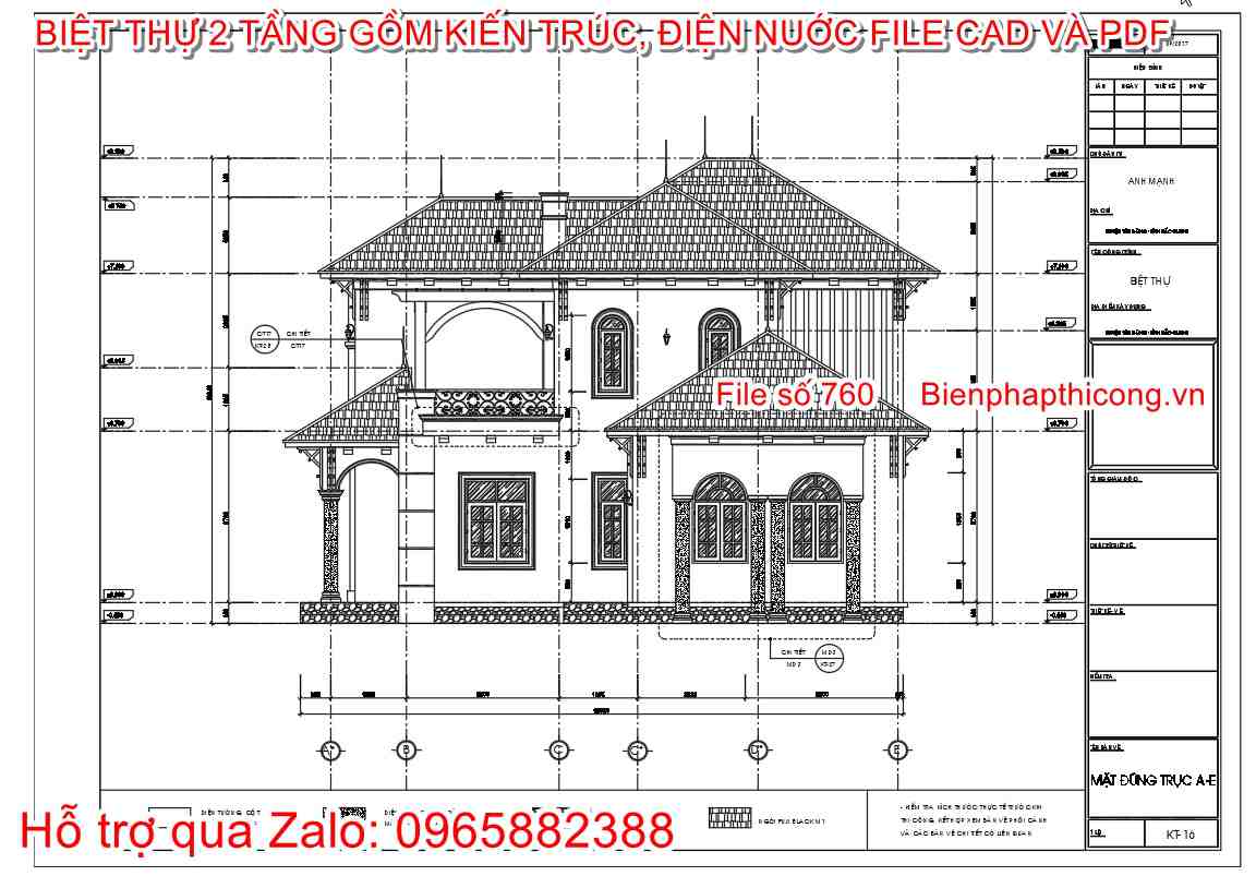 Hồ sơ thi công mặt đứng nhà địa trung hải.