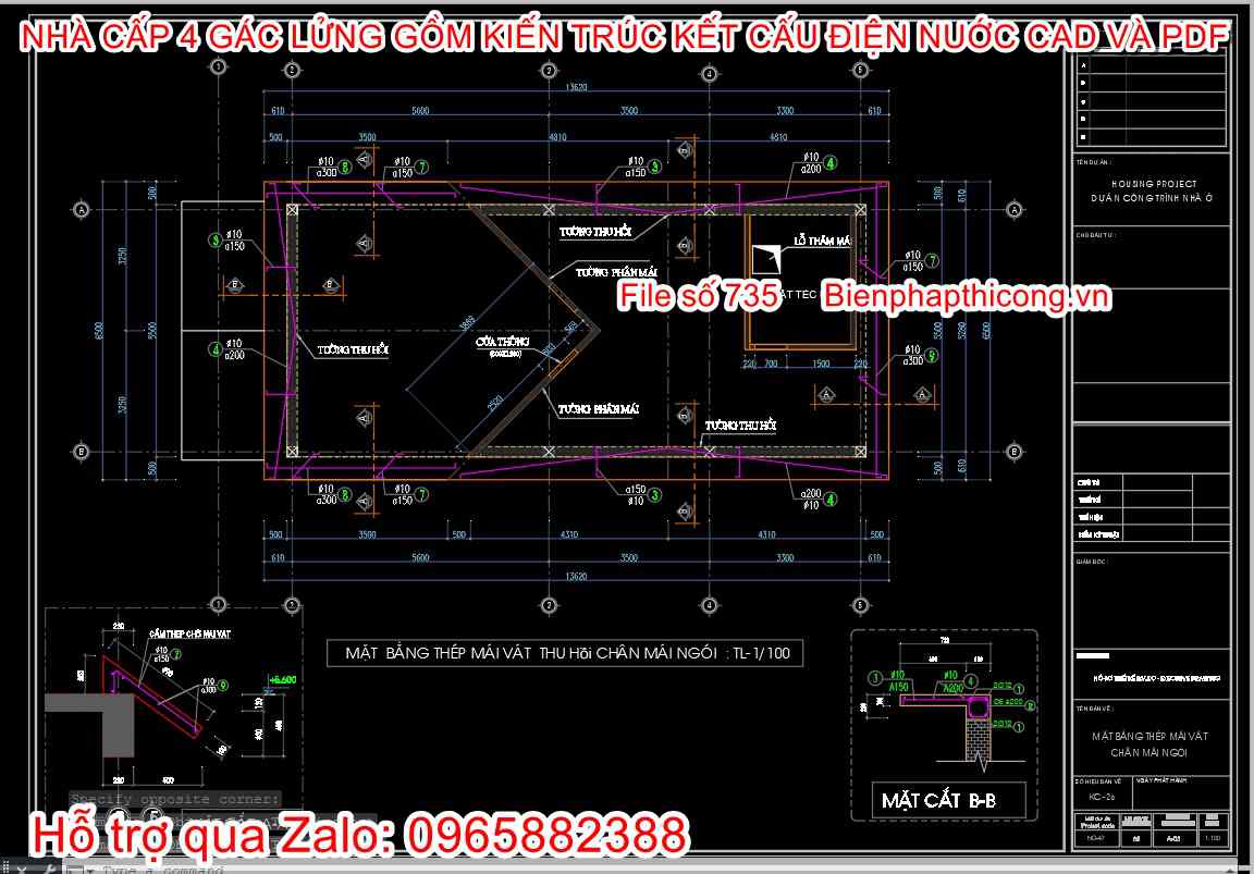 Mẫu bản vẽ cad nhà cấp 4 đẹp.