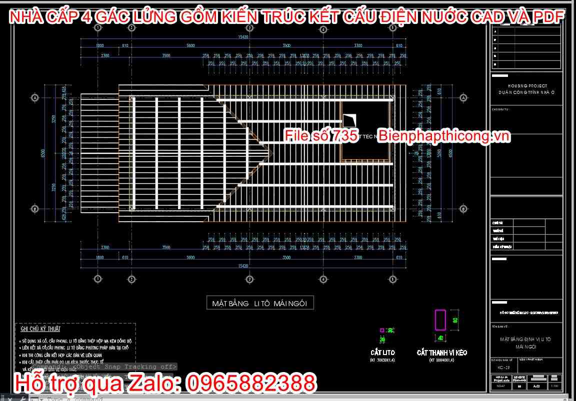 Mặt bằng lito mái ngói nhà cấp 4 mái thái.