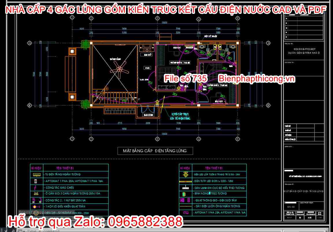 Mặt bằng cấp điện tầng lửng nhà cấp 4.