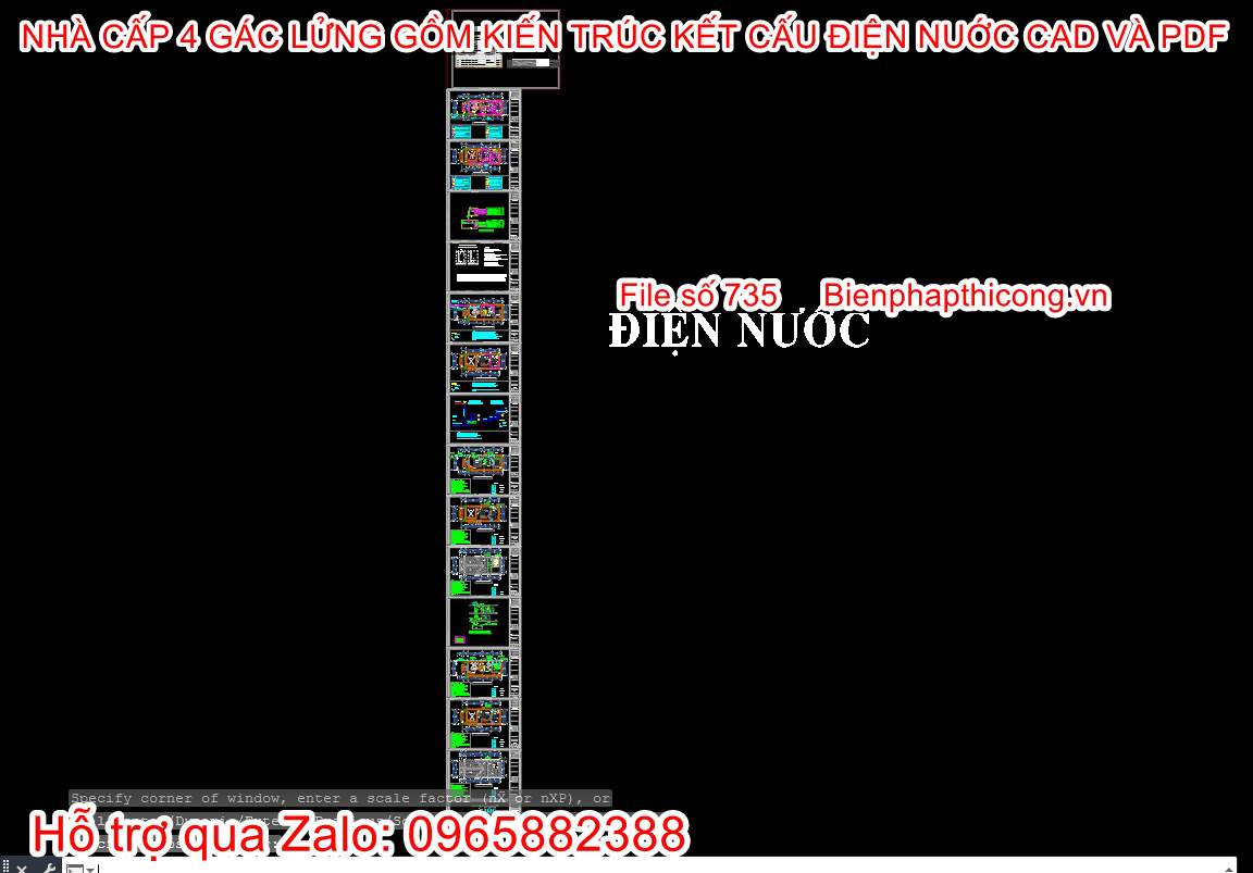 Bản vẽ điện nước nhà cấp 4 gác lửng 5,5m x 15m đẹp.