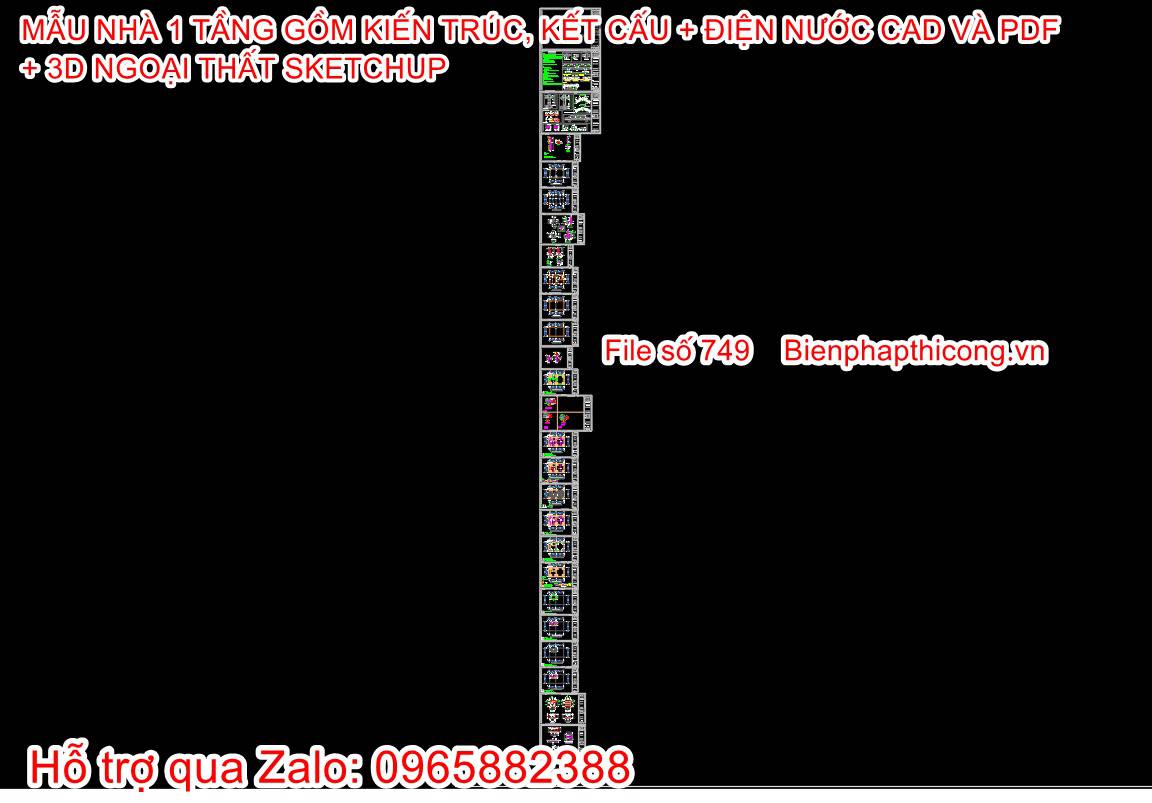 Bản vẽ kết cấu nhà ống 1 tầng hiện đại đẹp.