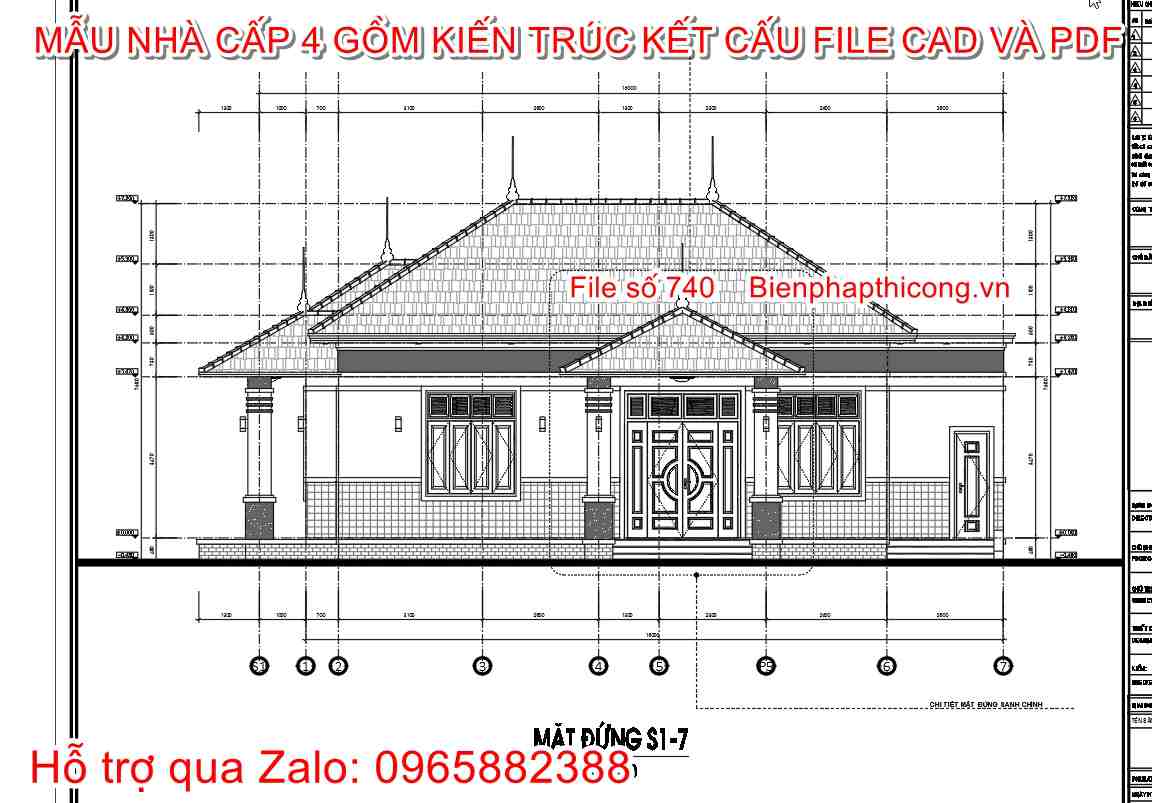 Bản vẽ thiết kế cad mái nhật 1 tầng.
