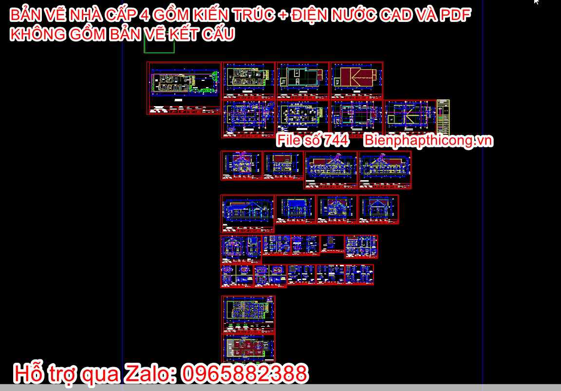 Bản vẽ thiết kế kiến trúc nhà cấp 4 3 ngủ đẹp.