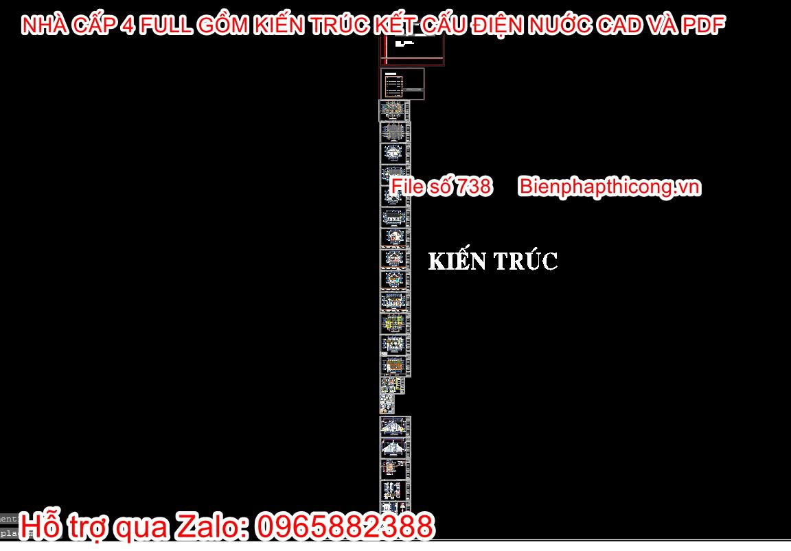 File autocad thiết kế kiến trúc nhà cấp 4 3 ngủ 500 đến 700 triệu.