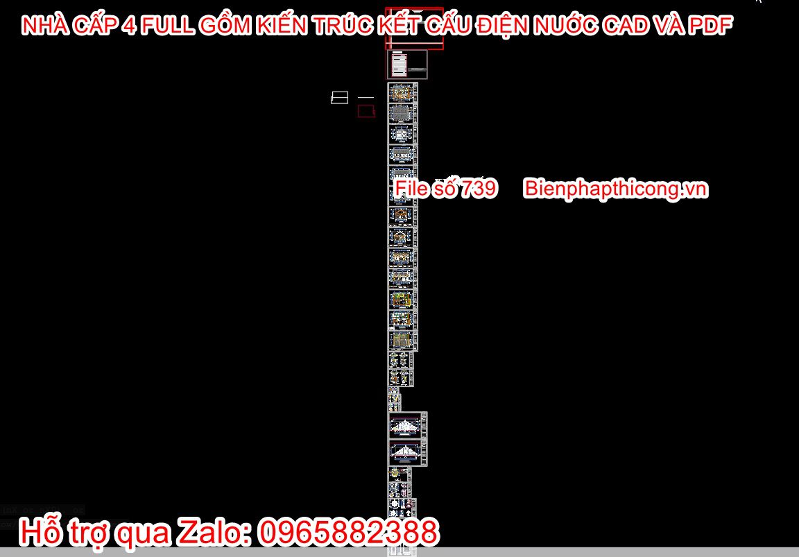 File cad nhà cấp 4 4 ngủ đẹp mái thái.