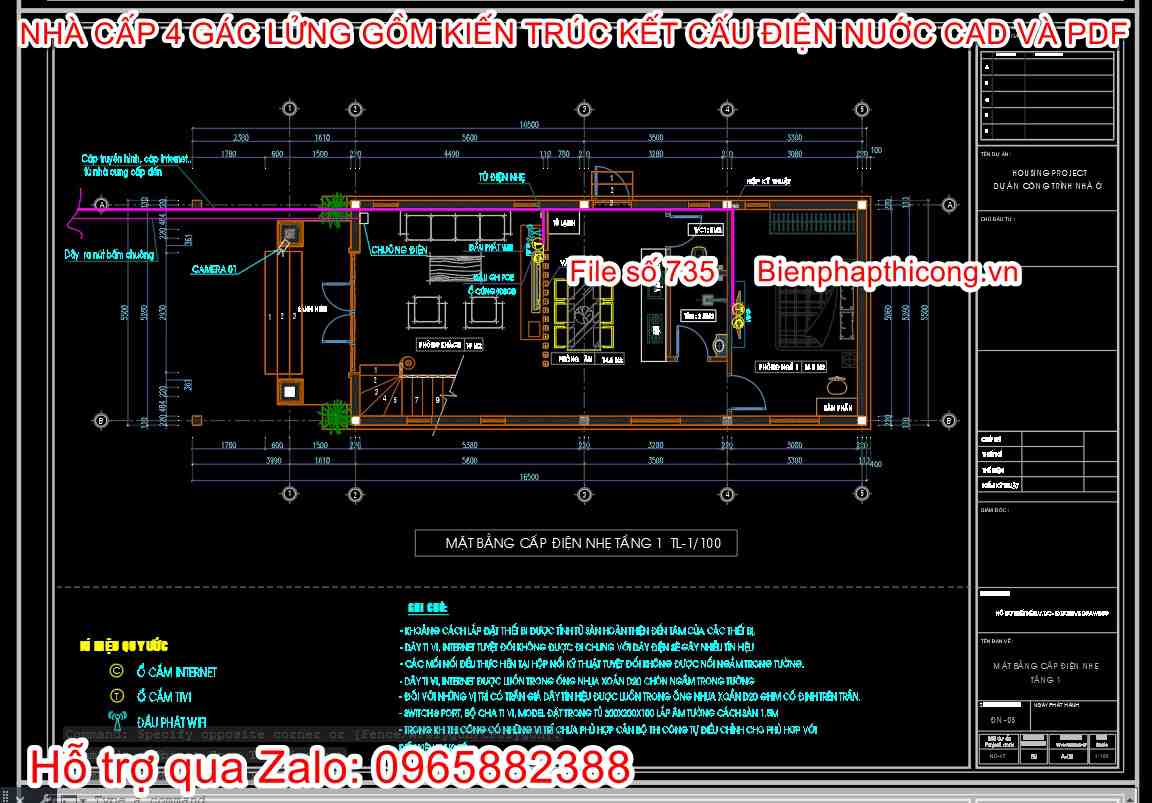 Mặt bằng cấp điện nhẹ tầng 1 cad.