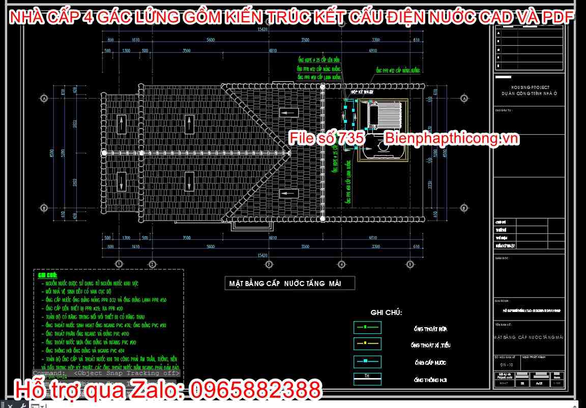 Bản vẽ mặt bằng cấp nước tầng mái cad.