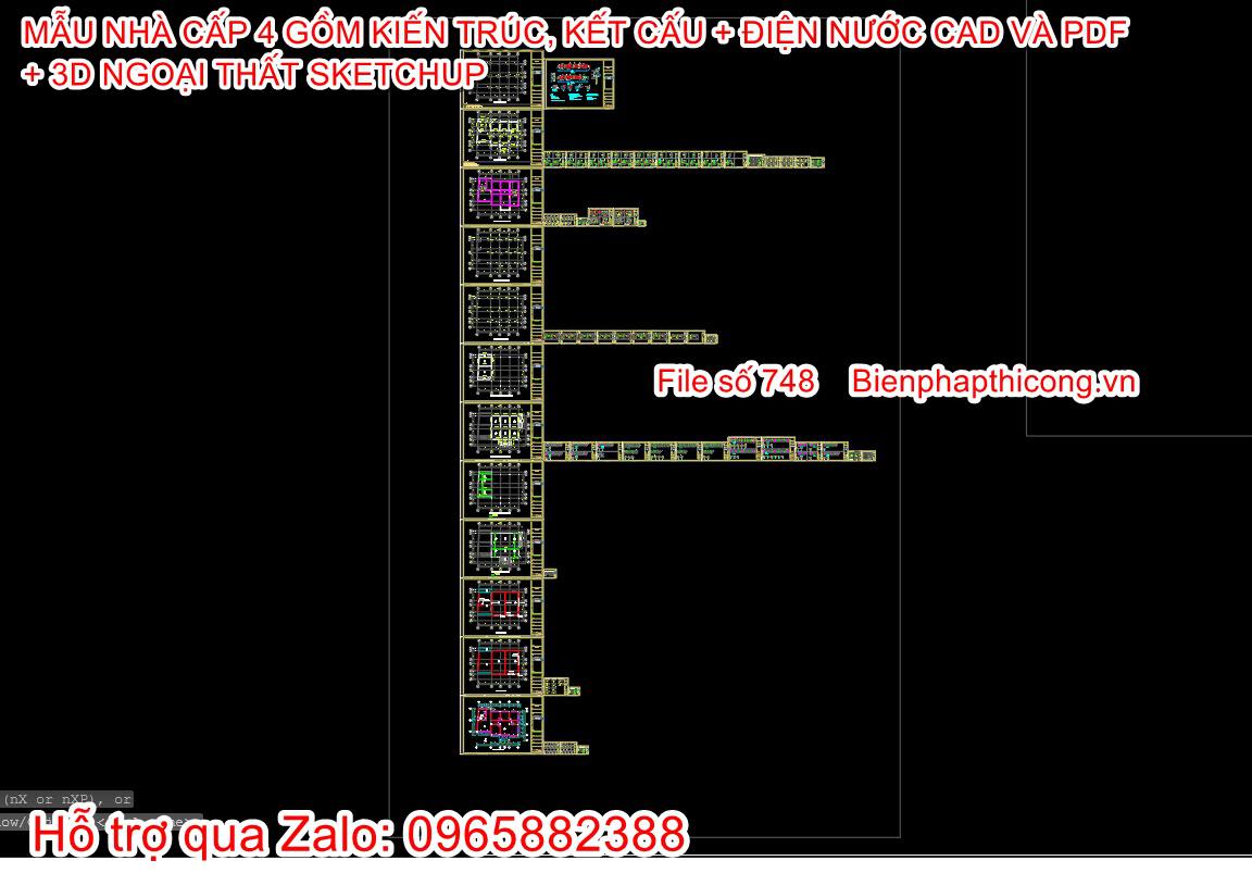 Bản vẽ thiết kế phần kết cấu biệt thự 1 tầng 200m2 đẹp.