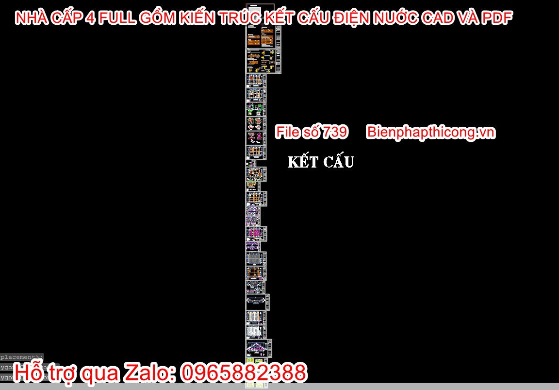 File autocad phần kết cấu nhà cấp 4 4 ngủ đẹp.