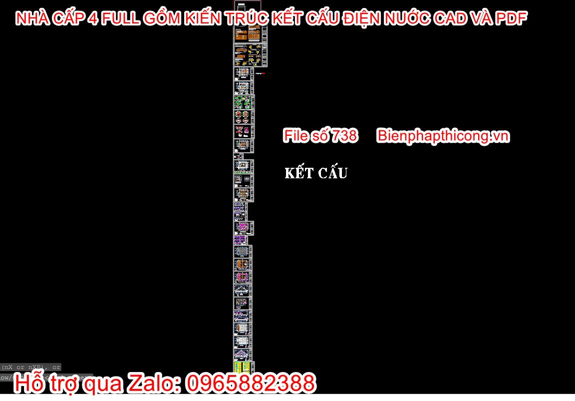 File cad thiết kế phần kết cấu nhà cấp 4 500 triệu đến 700 triệu.