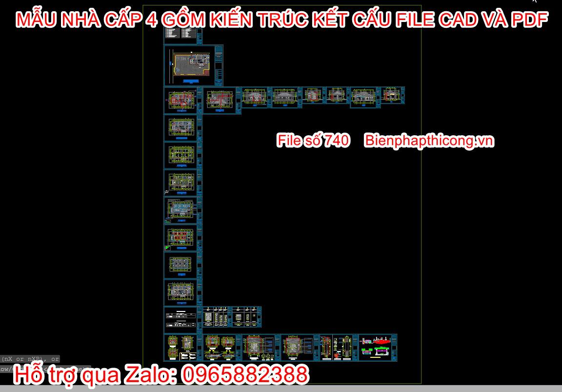 File cad thiết kế phần kiến trúc nhà 1 tầng mái nhật.