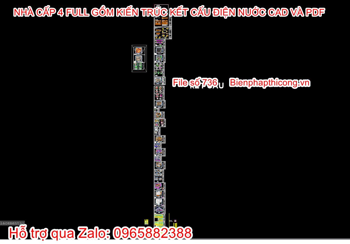 Bản vẽ kết cấu nhà cấp 4 dùng móng cọc 3 ngủ cad.