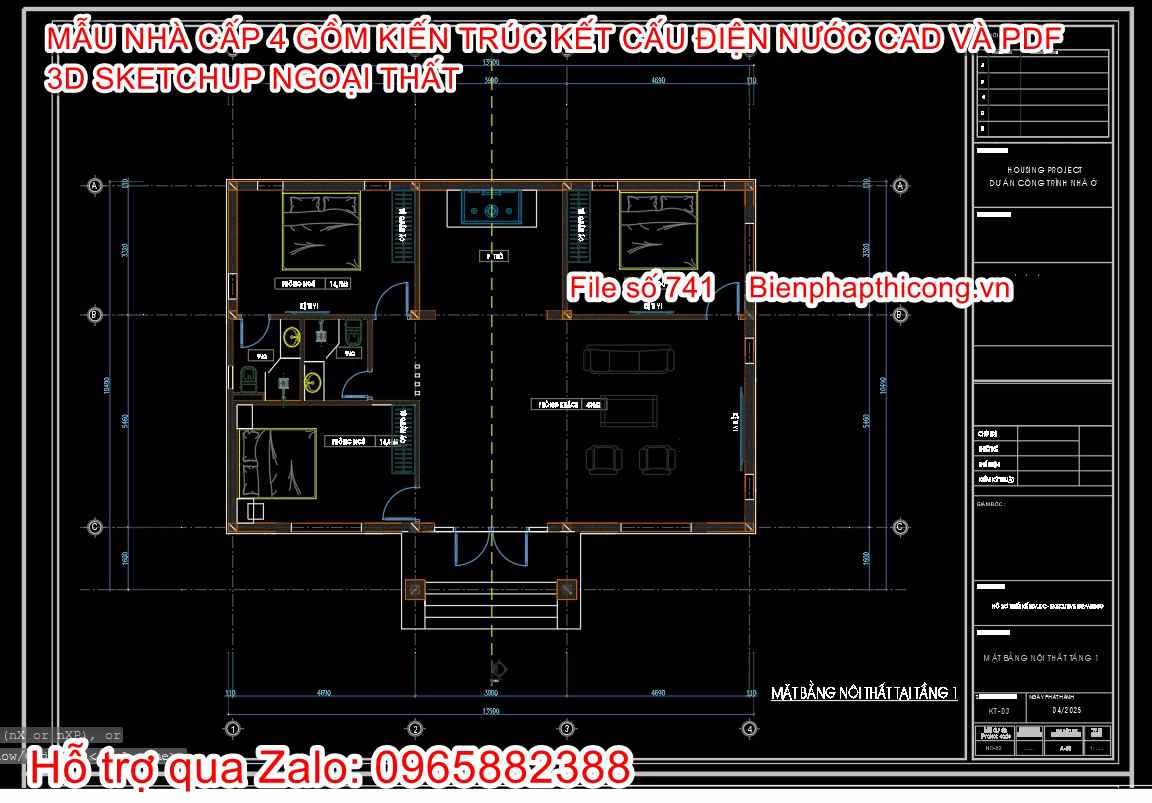 Bản vẽ mặt bằng nhà mái nhật 1 tầng đẹp.