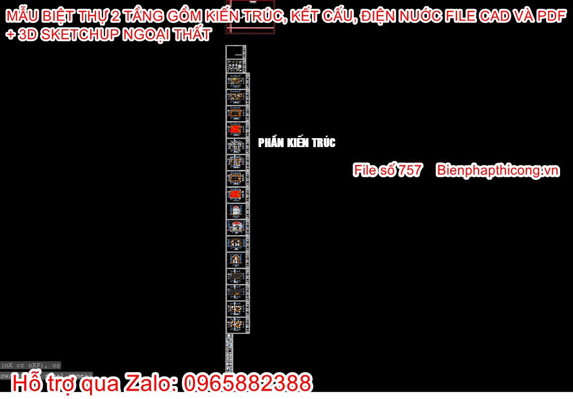 Bản vẽ xây dựng biệt thự 2 tầng mái nhật 7m x 11m 3 ngủ.