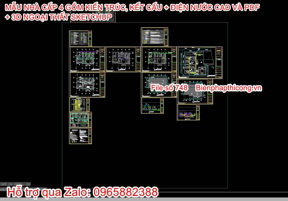 Bản vẽ xây dựng phần điện nước nhà cấp 4 4 ngủ đẹp.