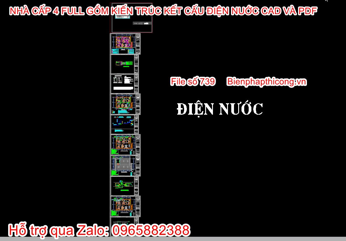 File cad thiết kế phần điện nước nhà cấp 4 4 ngủ đẹp.