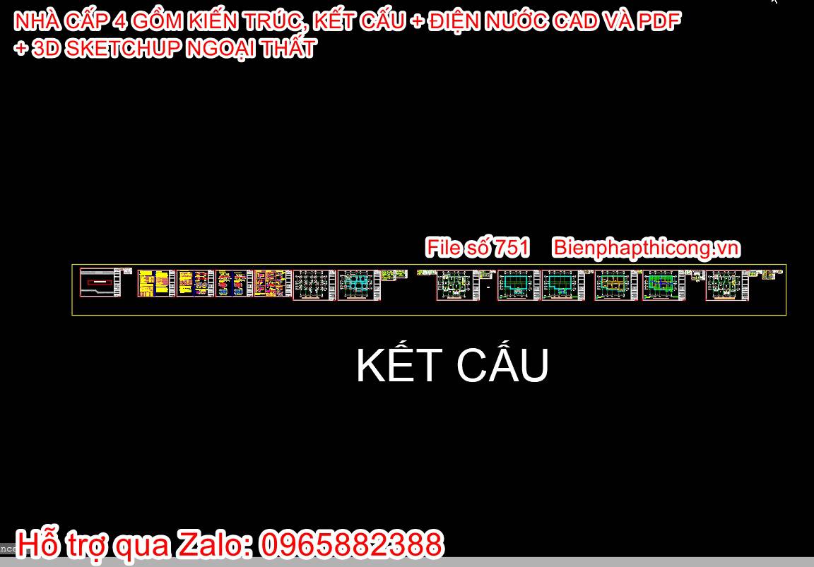 File thiết kế nhà 1 tầng nông thôn 4 ngủ cad.