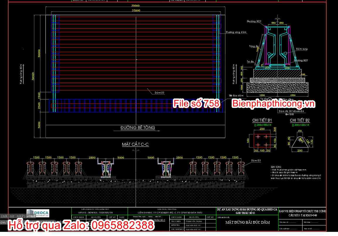 Mặt bằng bãi đúc dầm dự ứng lực.