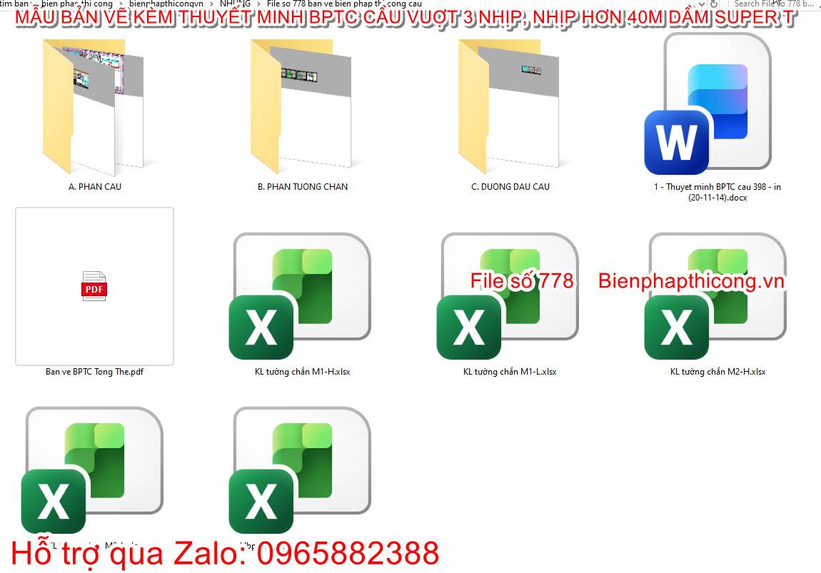 Bản vẽ kèm thuyết minh biện pháp thi công cầu vượt dầm.