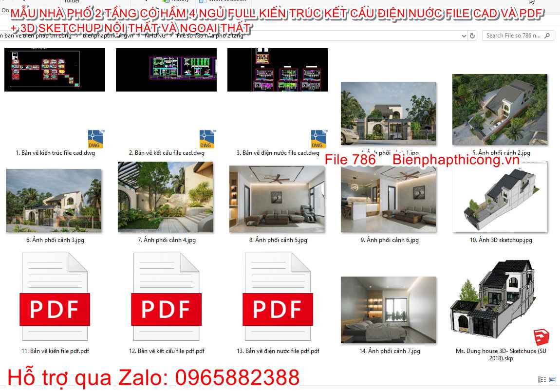 Bản vẽ nhà phố 2 tầng có hầm để xe 6,7m x 22,5m 4 ngủ.