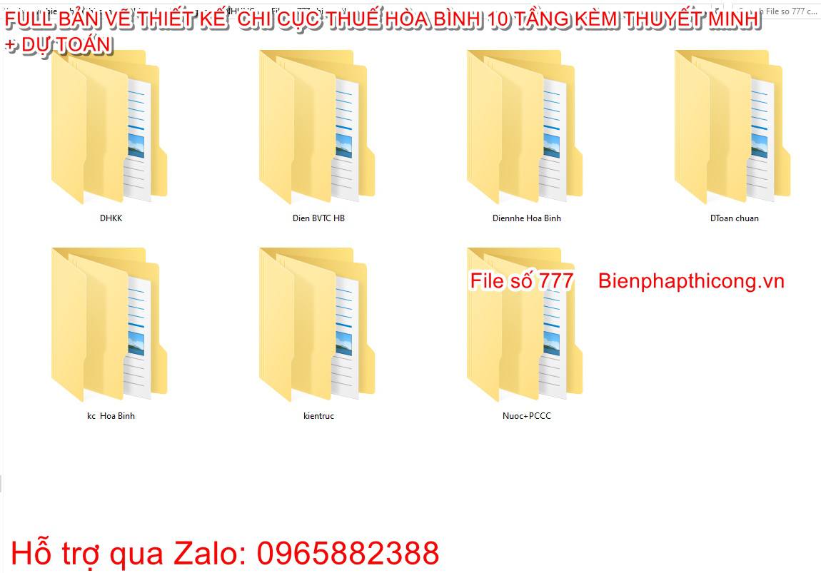 Full bvtk chi cục thuế hòa bình 10 tầng kèm dự toán và thuyết minh.
