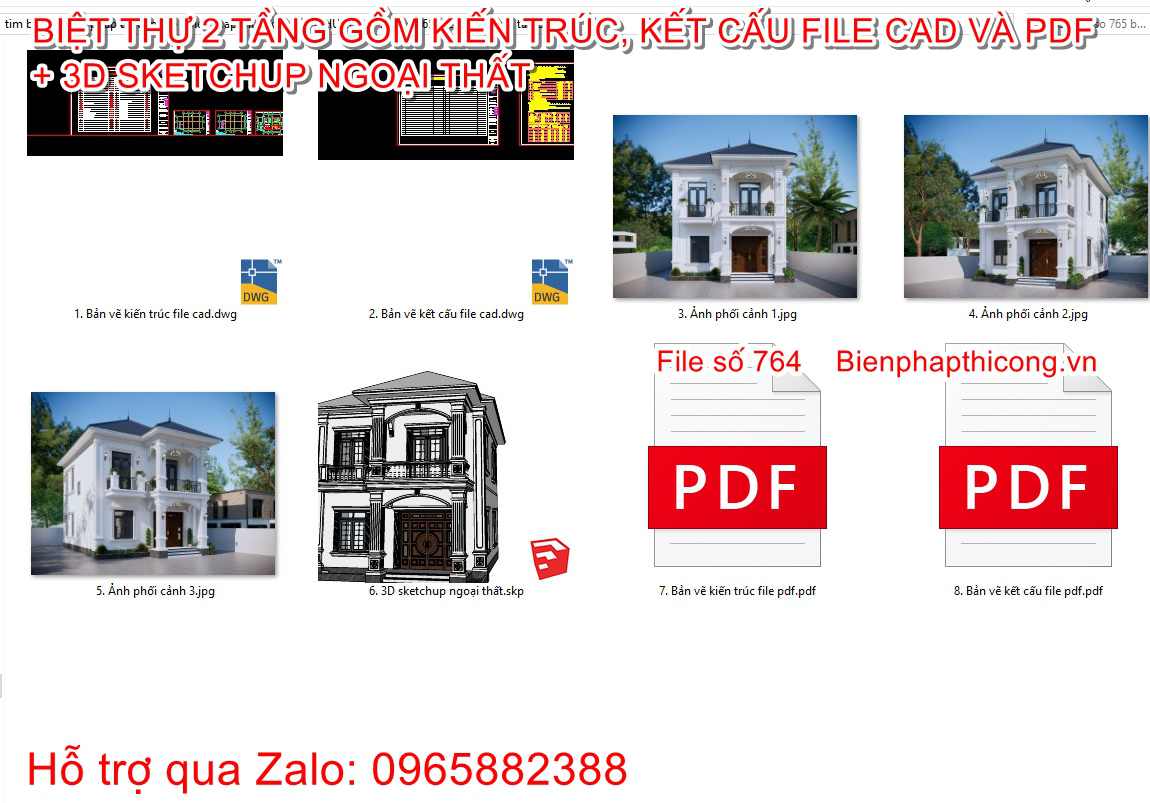 Mẫu thiết kế cad biệt thự 2 tầng 8,5m x 11m mái nhật tân cổ.