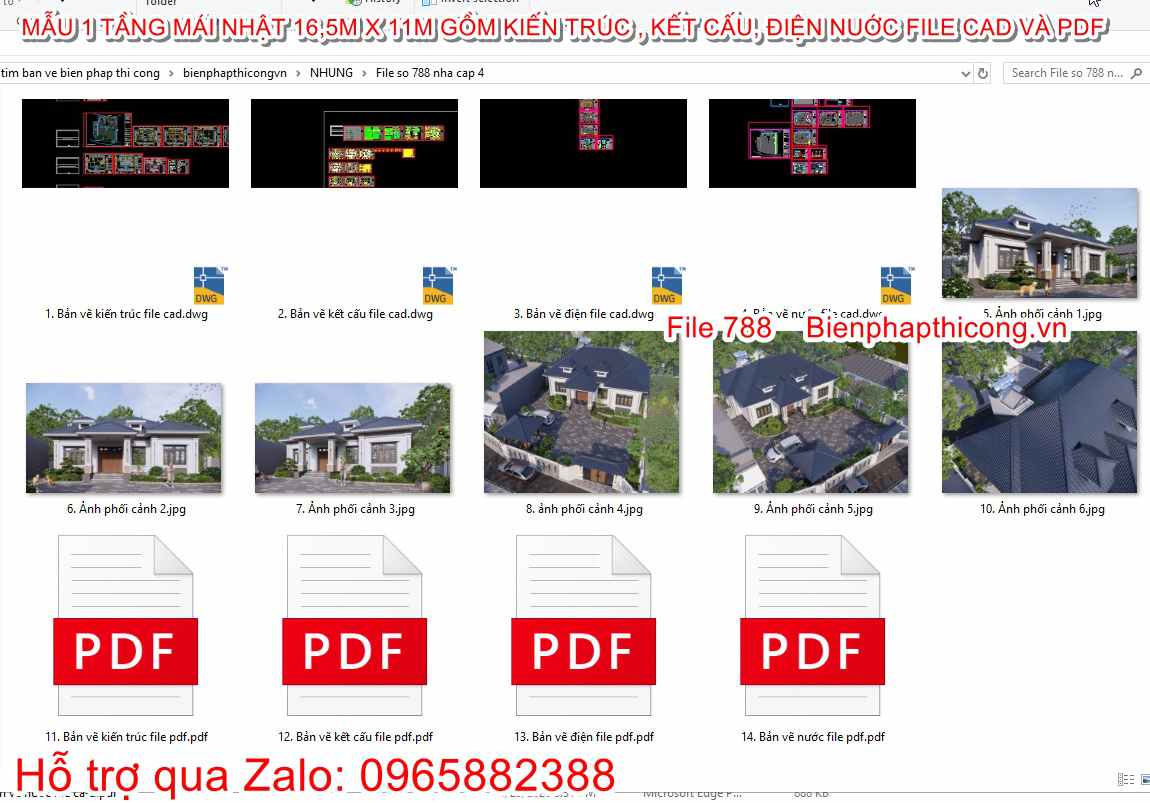 Tải bản vẽ biệt thự 1 tầng mái nhật 3 ngủ 16,5m x 11m.