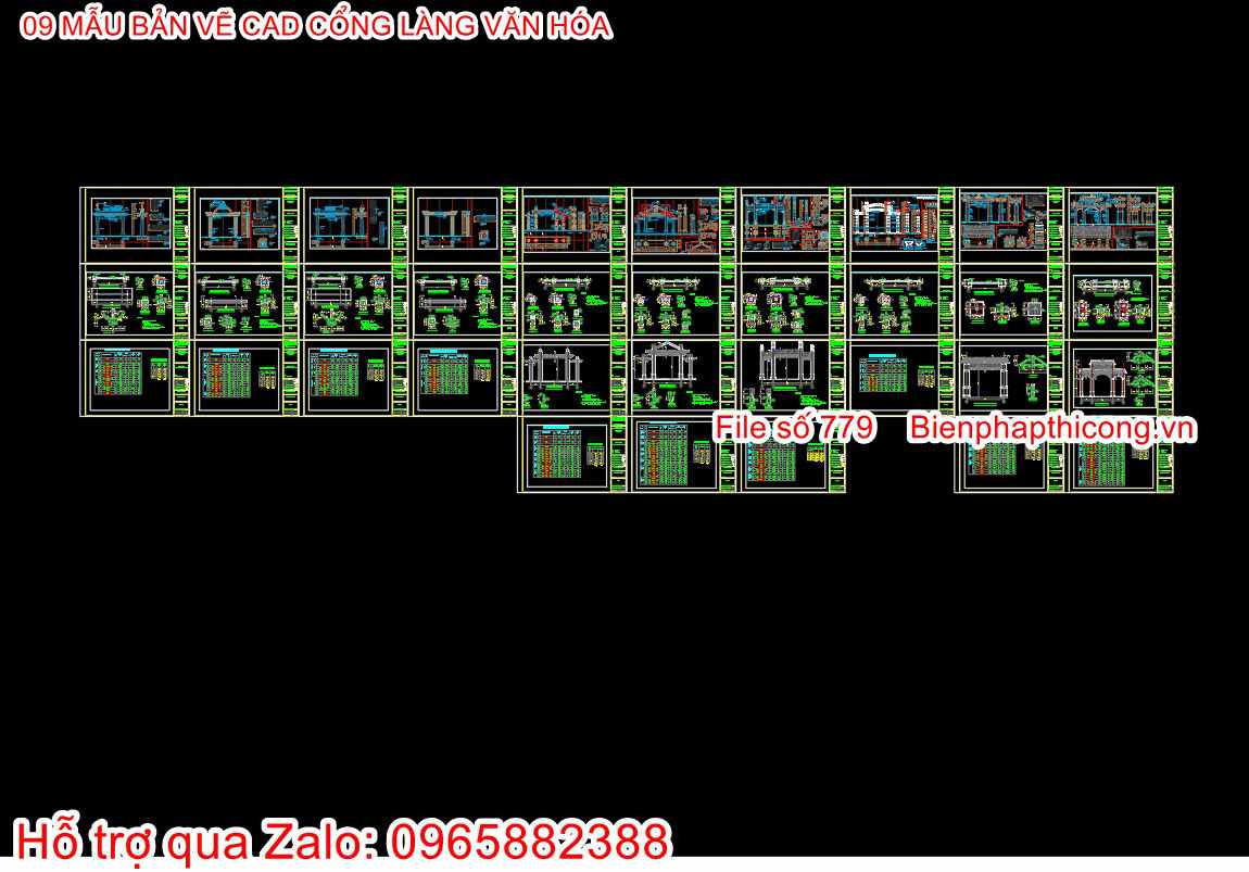 Tải bản vẽ thiết kế cổng làng văn hóa cad đẹp.