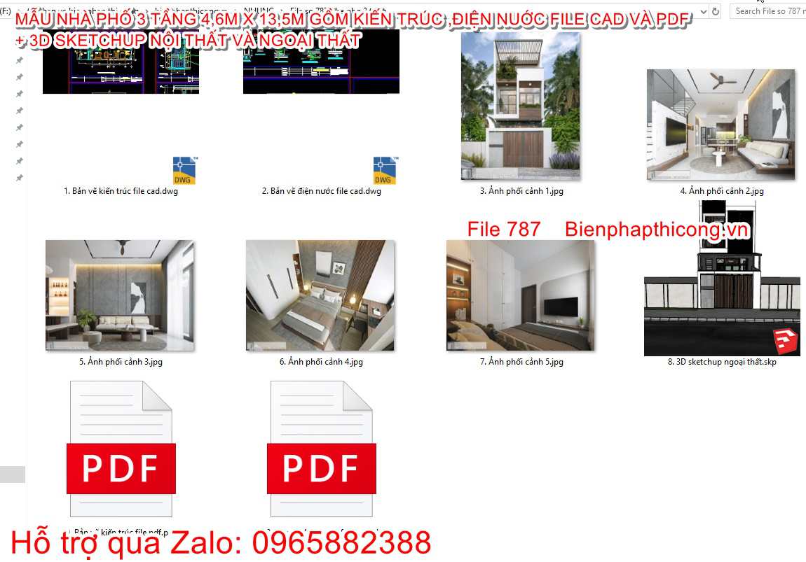 Tải mẫu nhà phố 3 tầng hiện đại 4,6m x 13,5m 4 ngủ.