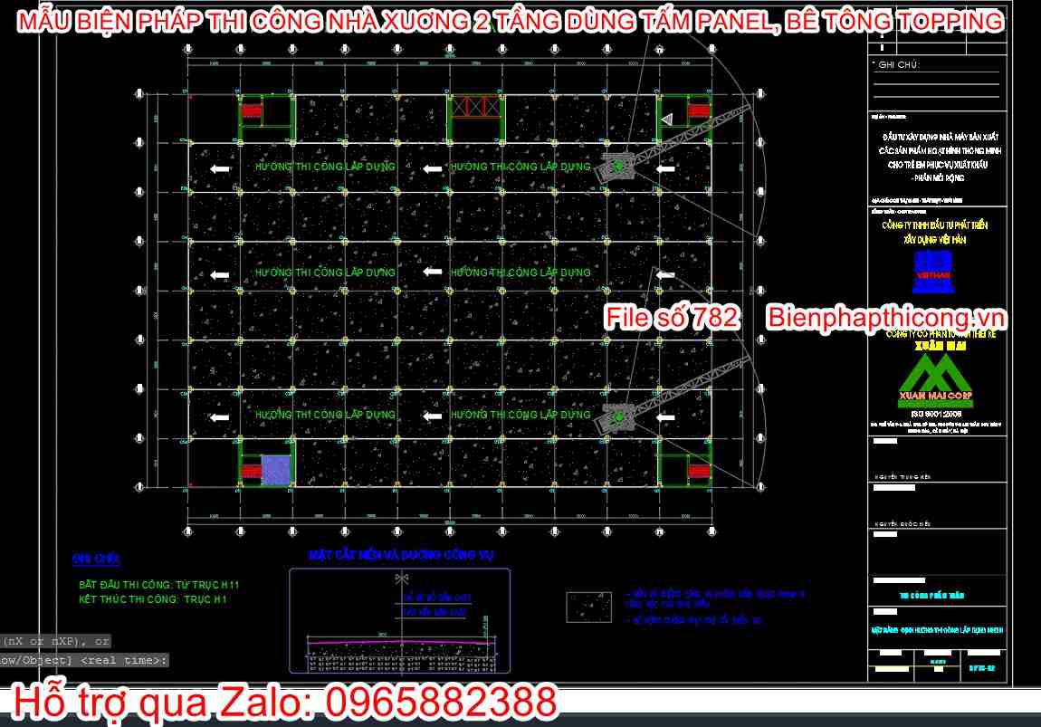Bptc hướng thi công lắp dựng cột nhà xưởng.