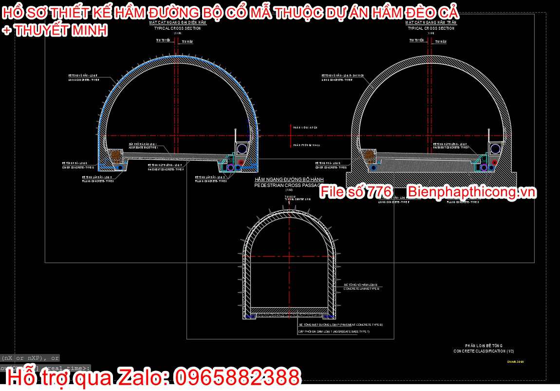 Hồ sơ thiết kế hầm đường bộ cad.
