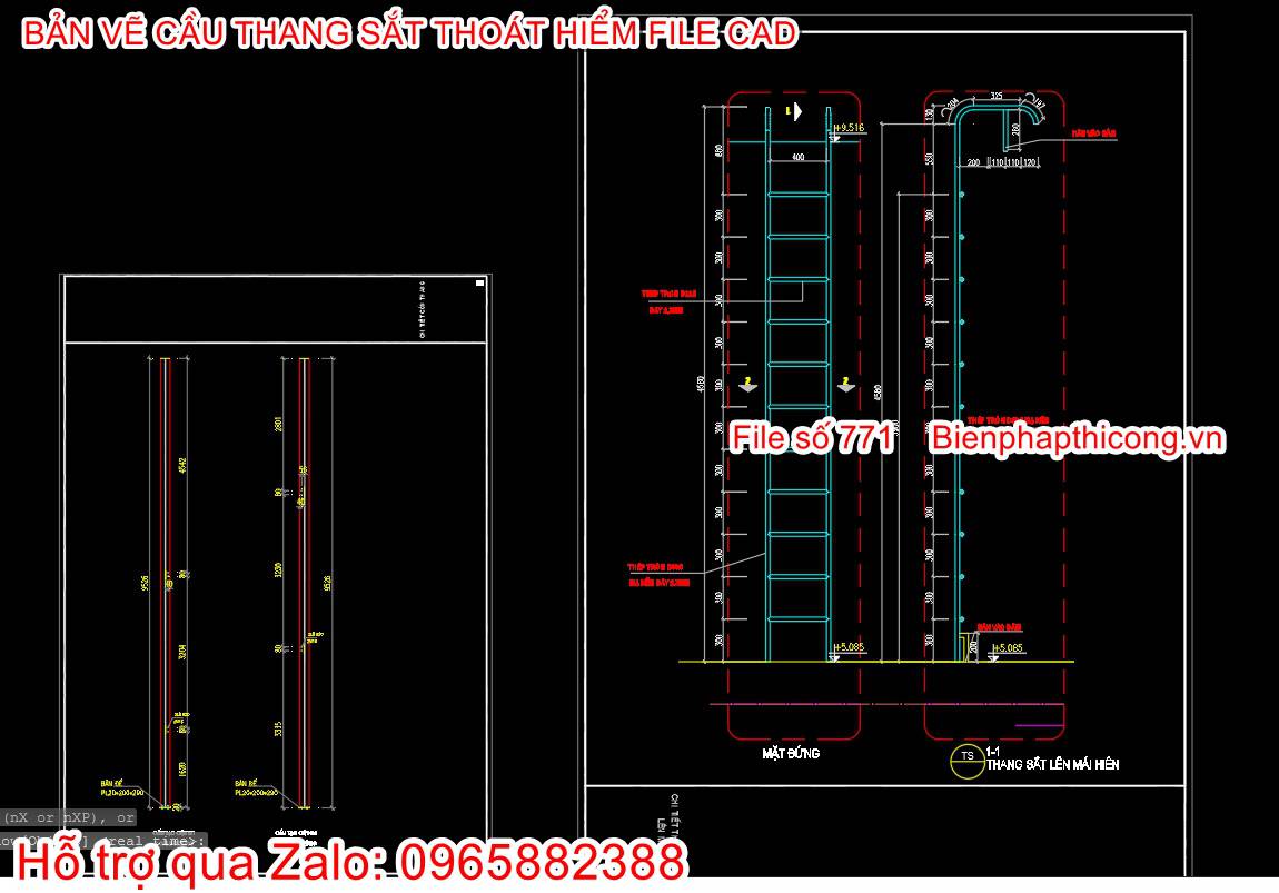 Bản vẽ chi tiết cầu thang sắt.