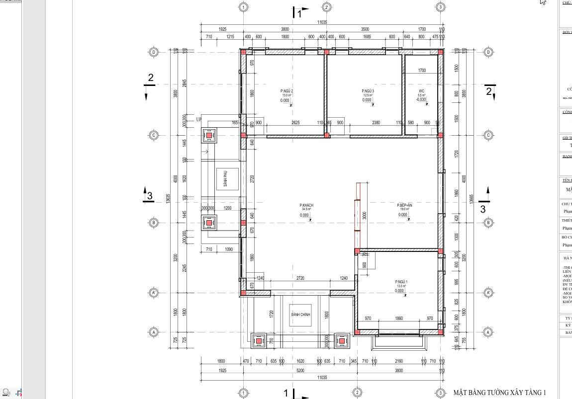 Mặt bằng thiết kế nhà cấp 4 revit 3 ngủ đẹp.