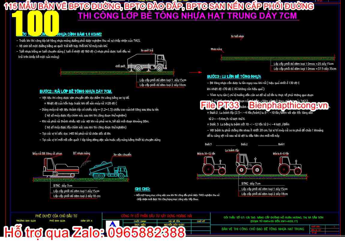 Thi công lớp bê tông nhựa hạt trung cad.